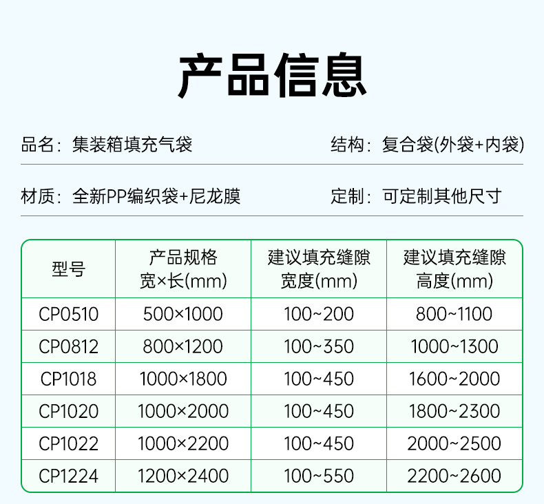 B阀 PP集装箱充气袋